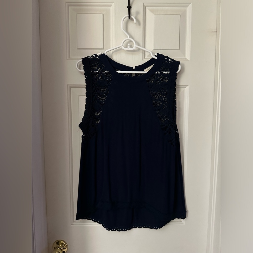 Navy sleeveless blouse